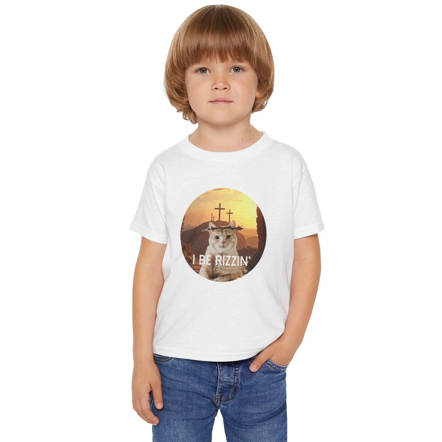 Funny Toddler T-Shirt - 'I Be Rizzin'' Cat Design