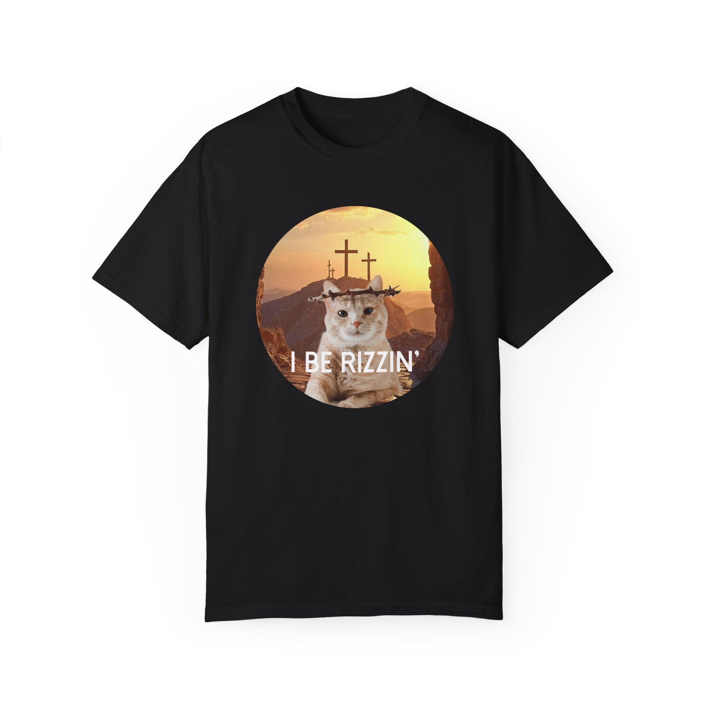 Funny Cat T-Shirt - 'I Be Rizzin' Unisex Garment-Dyed Tee