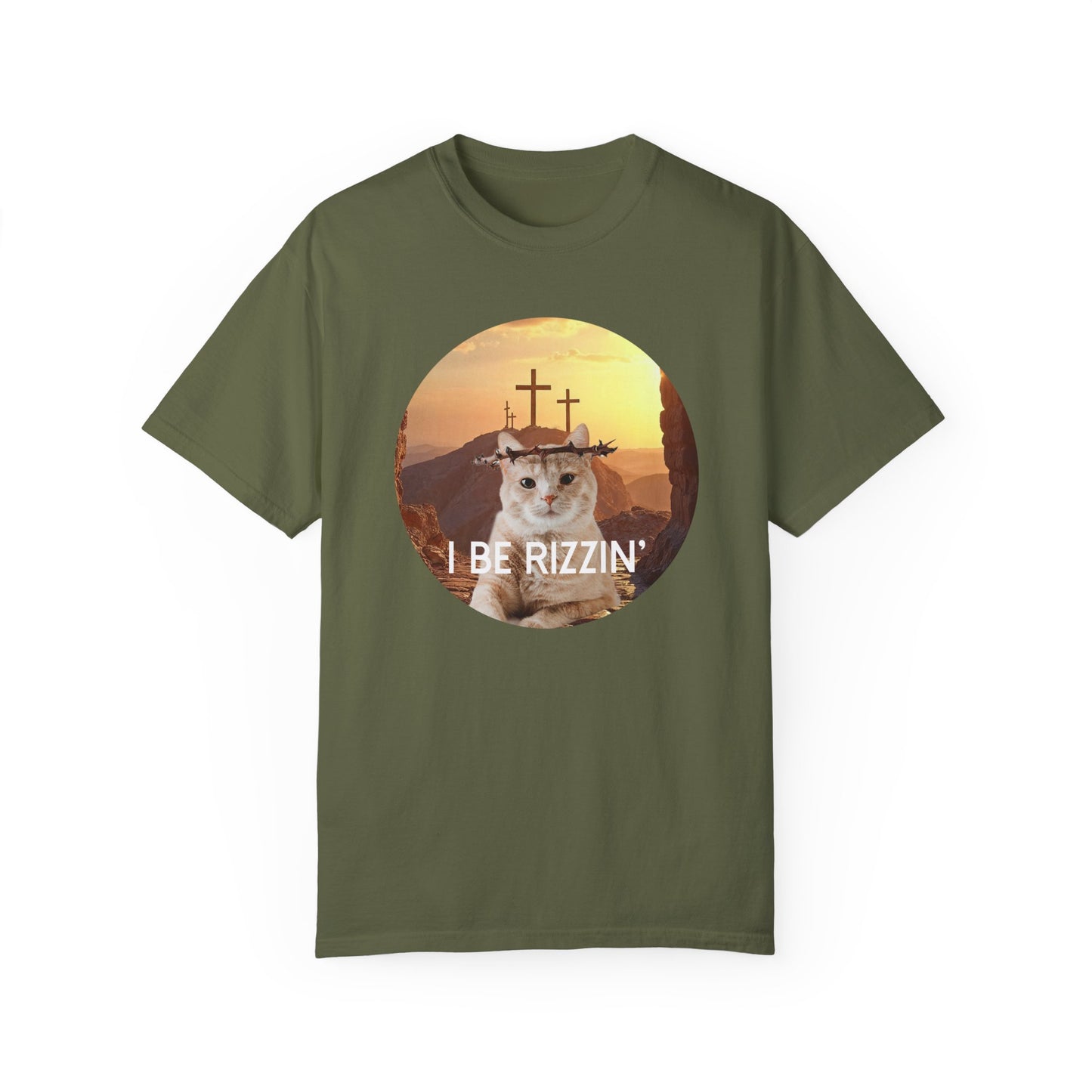 Funny Cat T-Shirt - 'I Be Rizzin' Unisex Garment-Dyed Tee