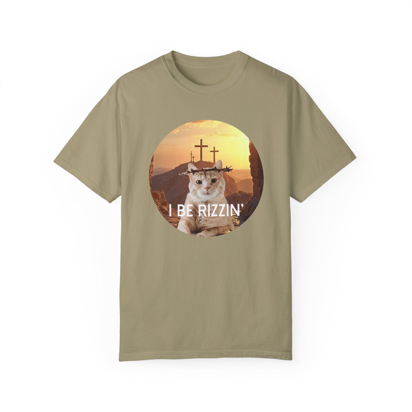 Funny Cat T-Shirt - 'I Be Rizzin' Unisex Garment-Dyed Tee