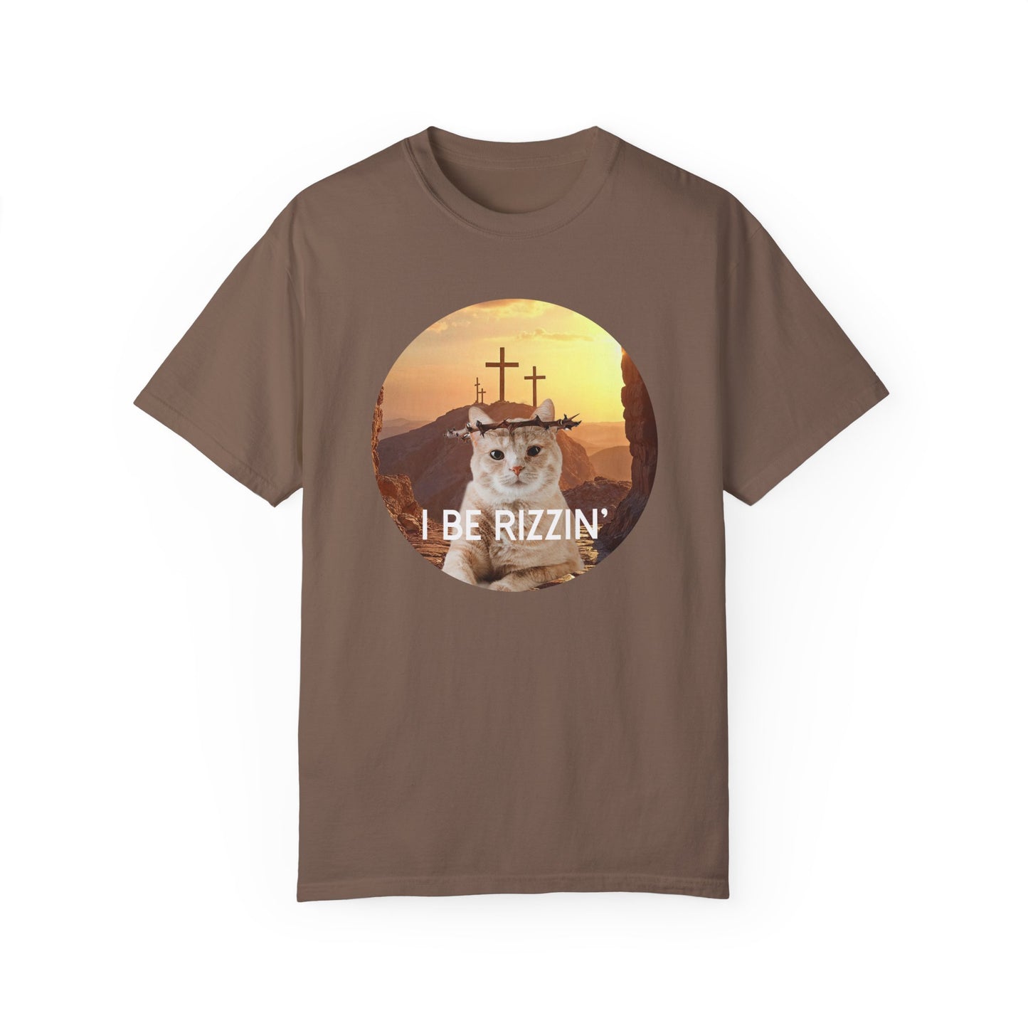 Funny Cat T-Shirt - 'I Be Rizzin' Unisex Garment-Dyed Tee