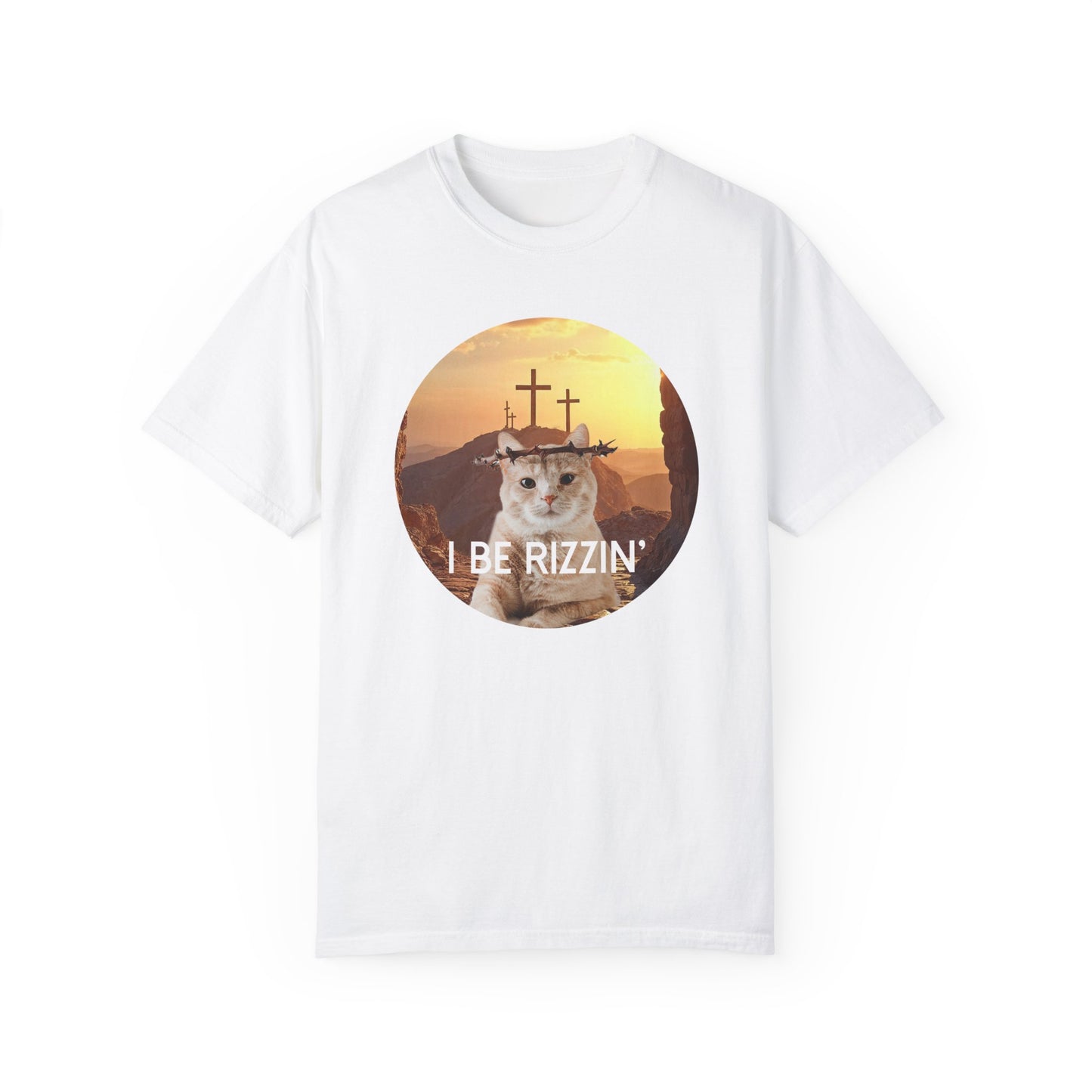 Funny Cat T-Shirt - 'I Be Rizzin' Unisex Garment-Dyed Tee