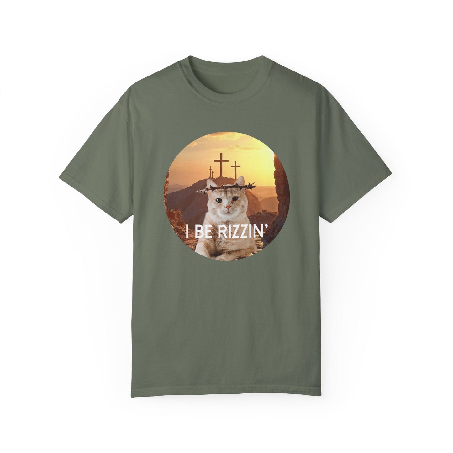 Funny Cat T-Shirt - 'I Be Rizzin' Unisex Garment-Dyed Tee