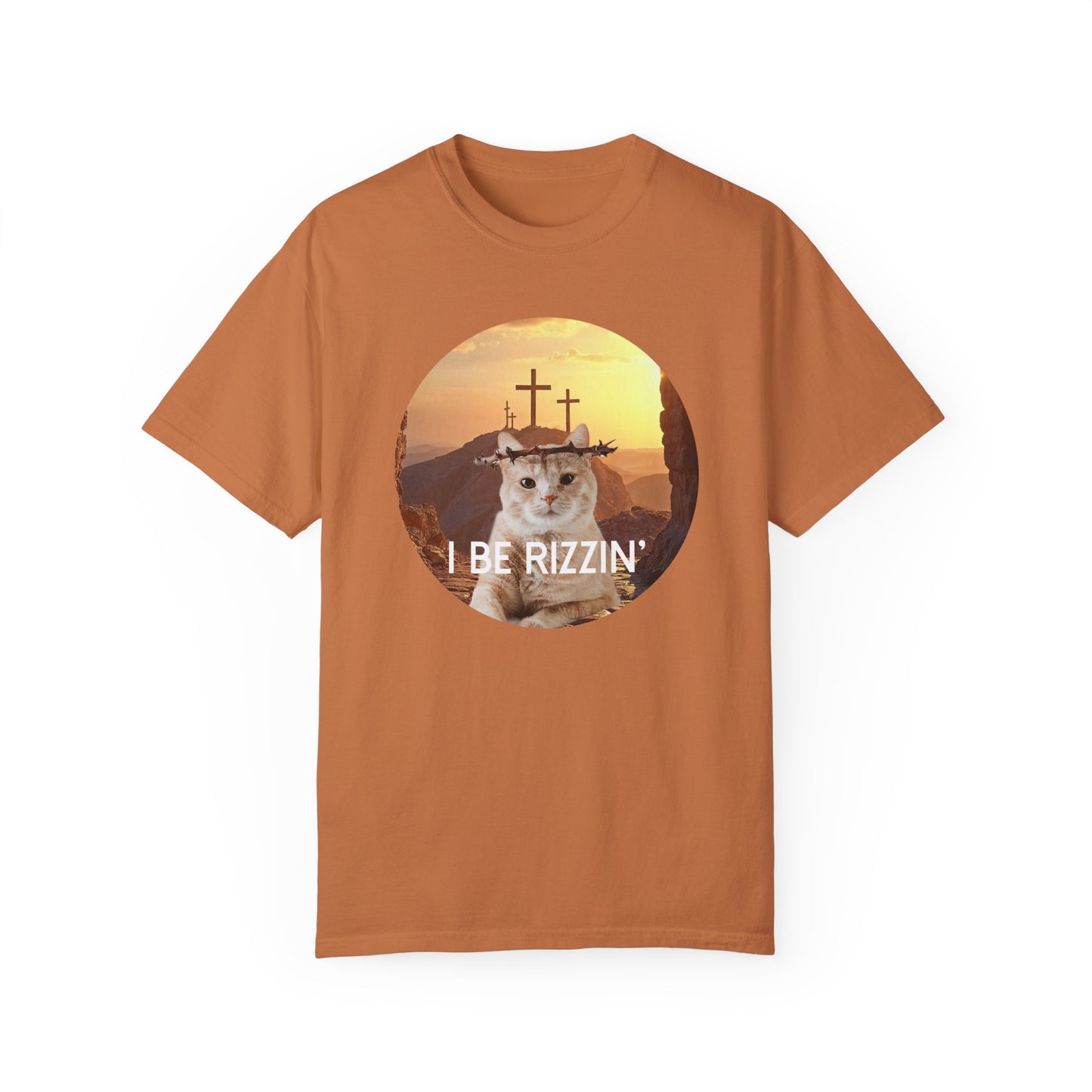Funny Cat T-Shirt - 'I Be Rizzin' Unisex Garment-Dyed Tee