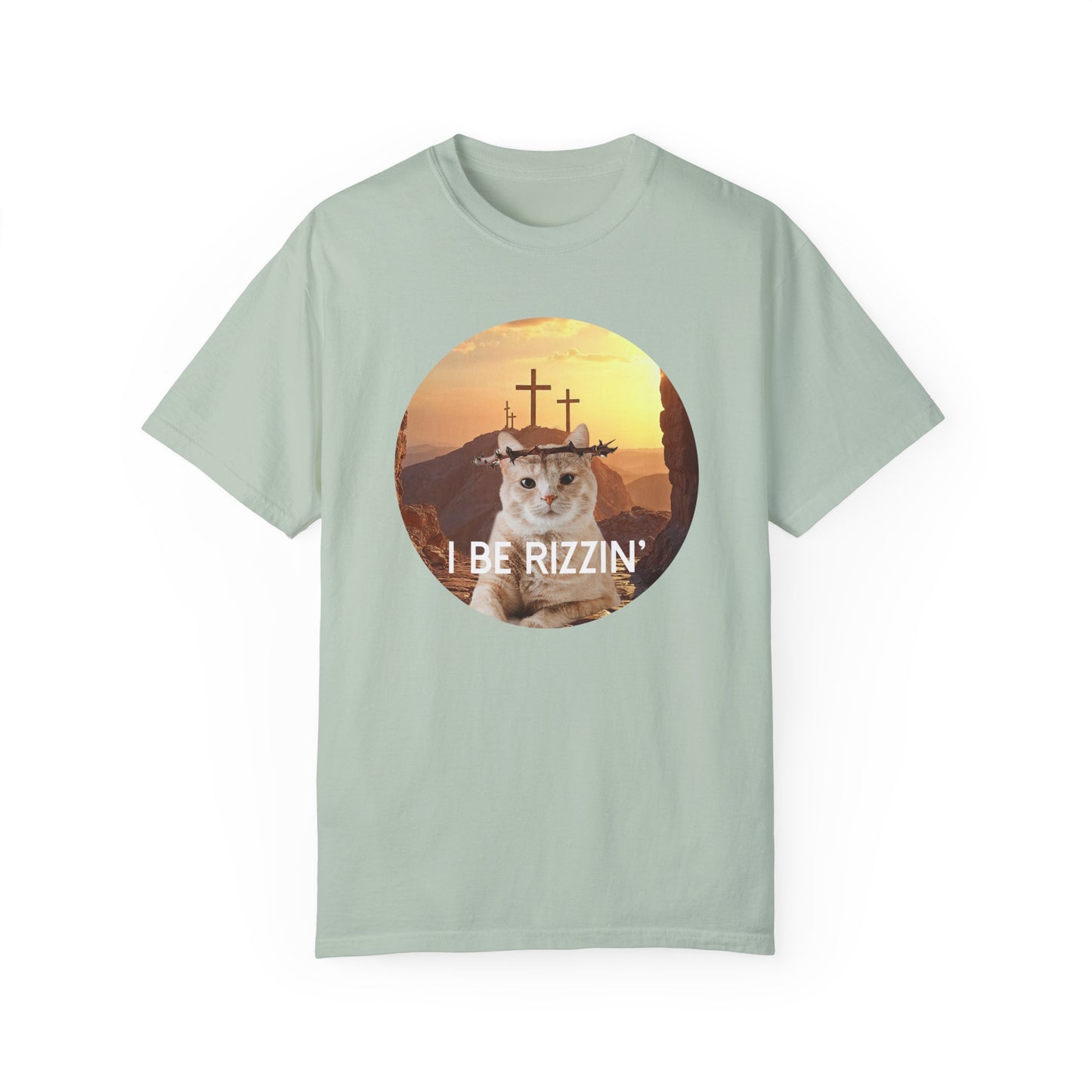 Funny Cat T-Shirt - 'I Be Rizzin' Unisex Garment-Dyed Tee