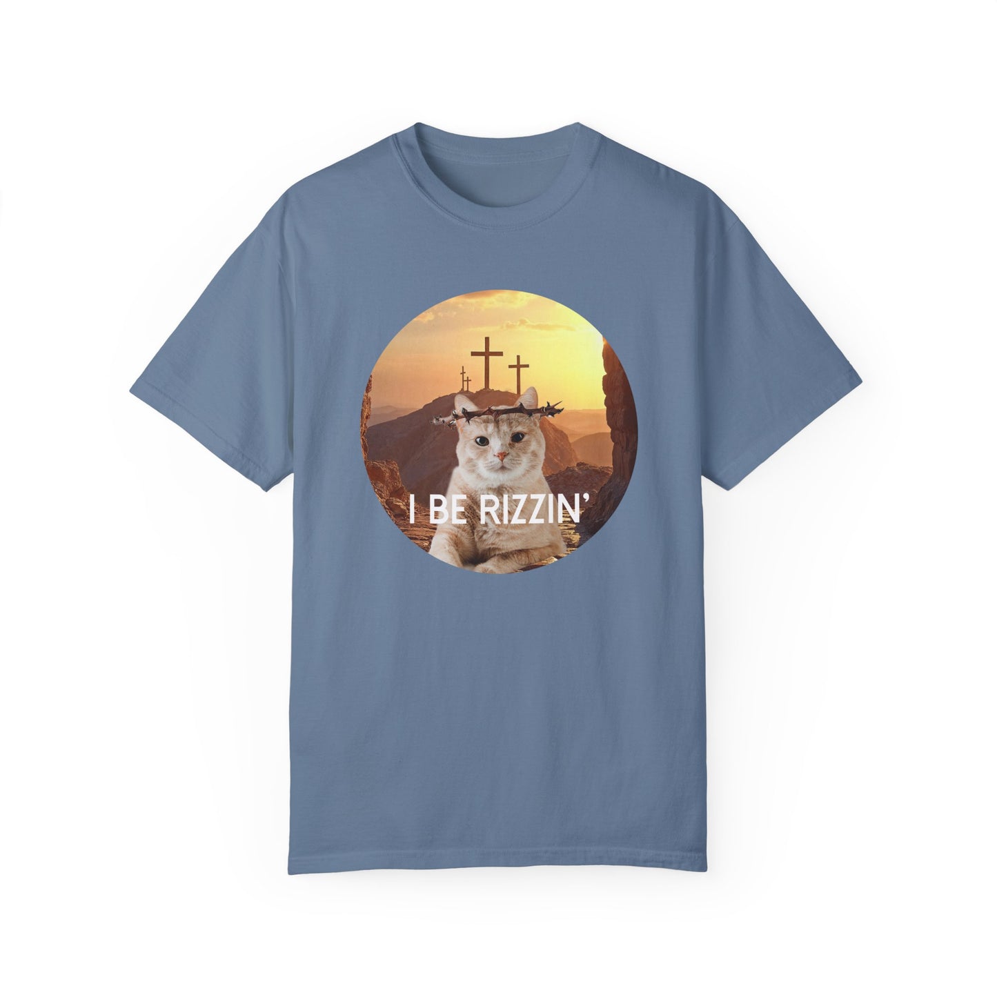 Funny Cat T-Shirt - 'I Be Rizzin' Unisex Garment-Dyed Tee
