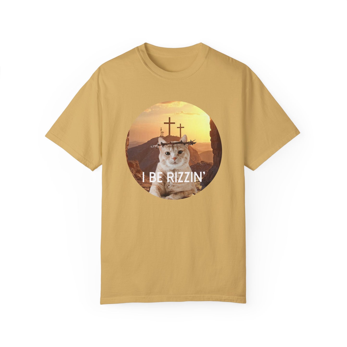 Funny Cat T-Shirt - 'I Be Rizzin' Unisex Garment-Dyed Tee