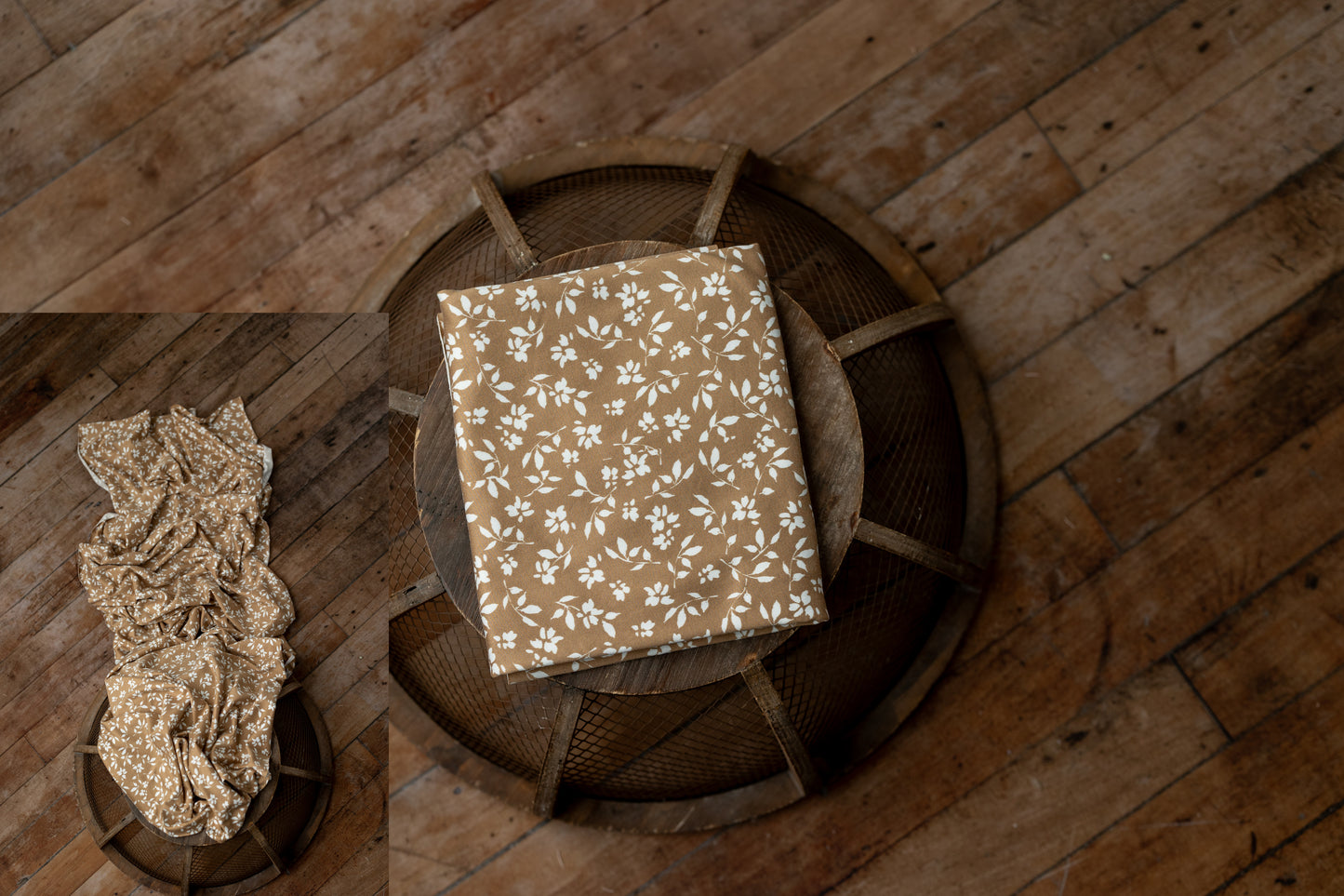 Tan and White Floral Wrap