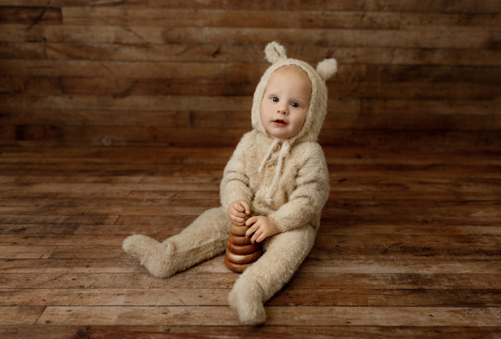 Beary Cute Sitter Romper and Bonnet set