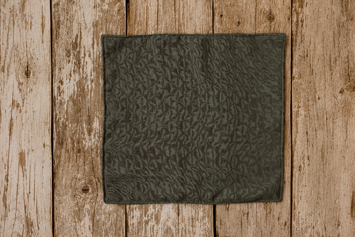 Solid olive green textured mini lovie blankie for newborn photography, coordinating with the Mantle Garland Christmas collection.