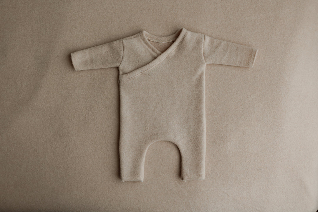 Sand knit newborn romper outfit for photography prop sessions