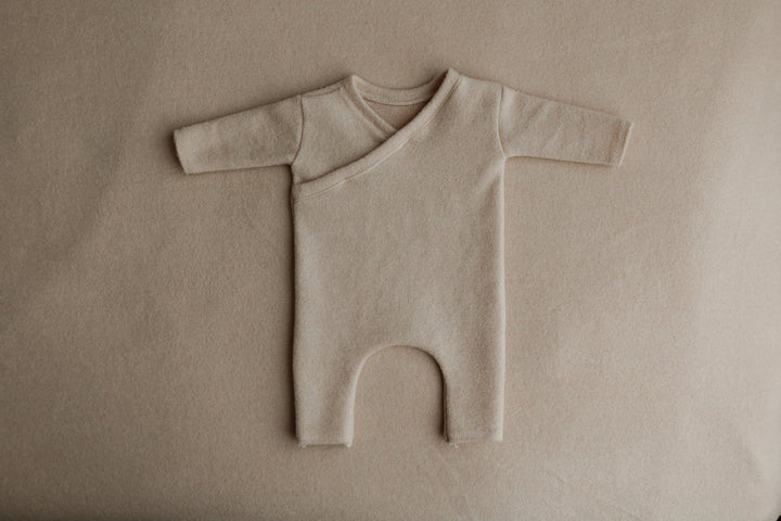 Sand knit newborn romper outfit for photography prop sessions