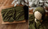 Deep mistletoe green newborn photography wrap and matching bonnet made of soft, textured stretch lace mesh fabric.